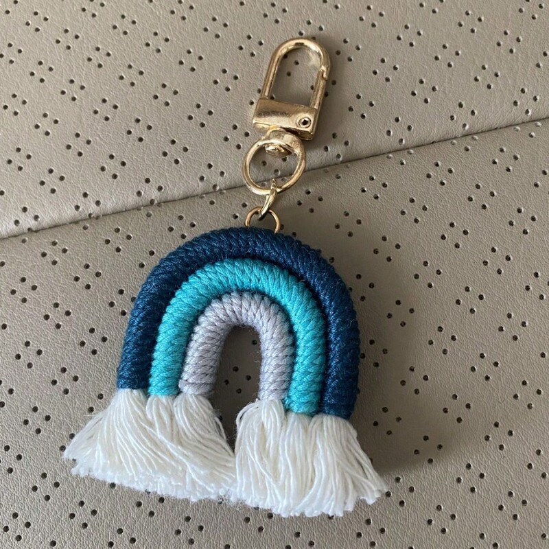 INS Style Rainbow Key Chain Handmade Cotton Woven Tassel Bag Hanging All-match Exquisite