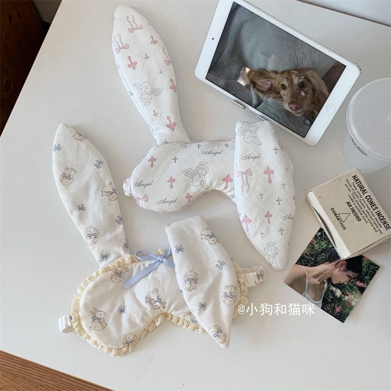 Cute cartoon rabbit ear eye mask, high aesthetic value, suitable for student dormitories, light-blocking, elastic, for nap and relieving eye fatigue