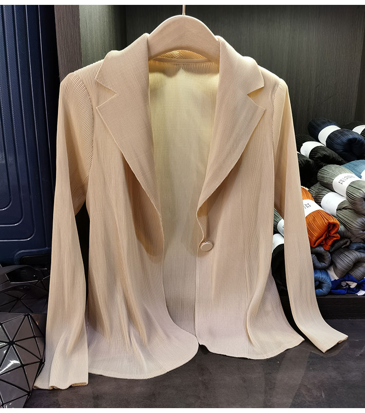 Áo blazer nữ một nút xếp ly tay dài cao cấp mùa xuân hè — Màu tím, Màu đỏ hoa hồng, Màu hồng, Màu xanh lá chi tiết 10