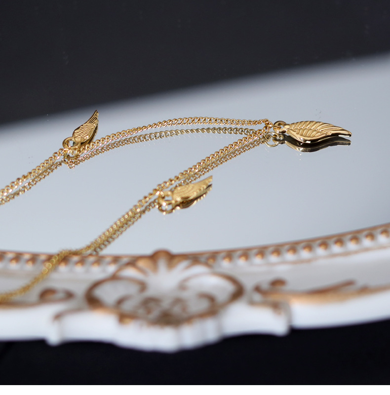 Fashion Wings Titanium Steel Gold Plated Necklace