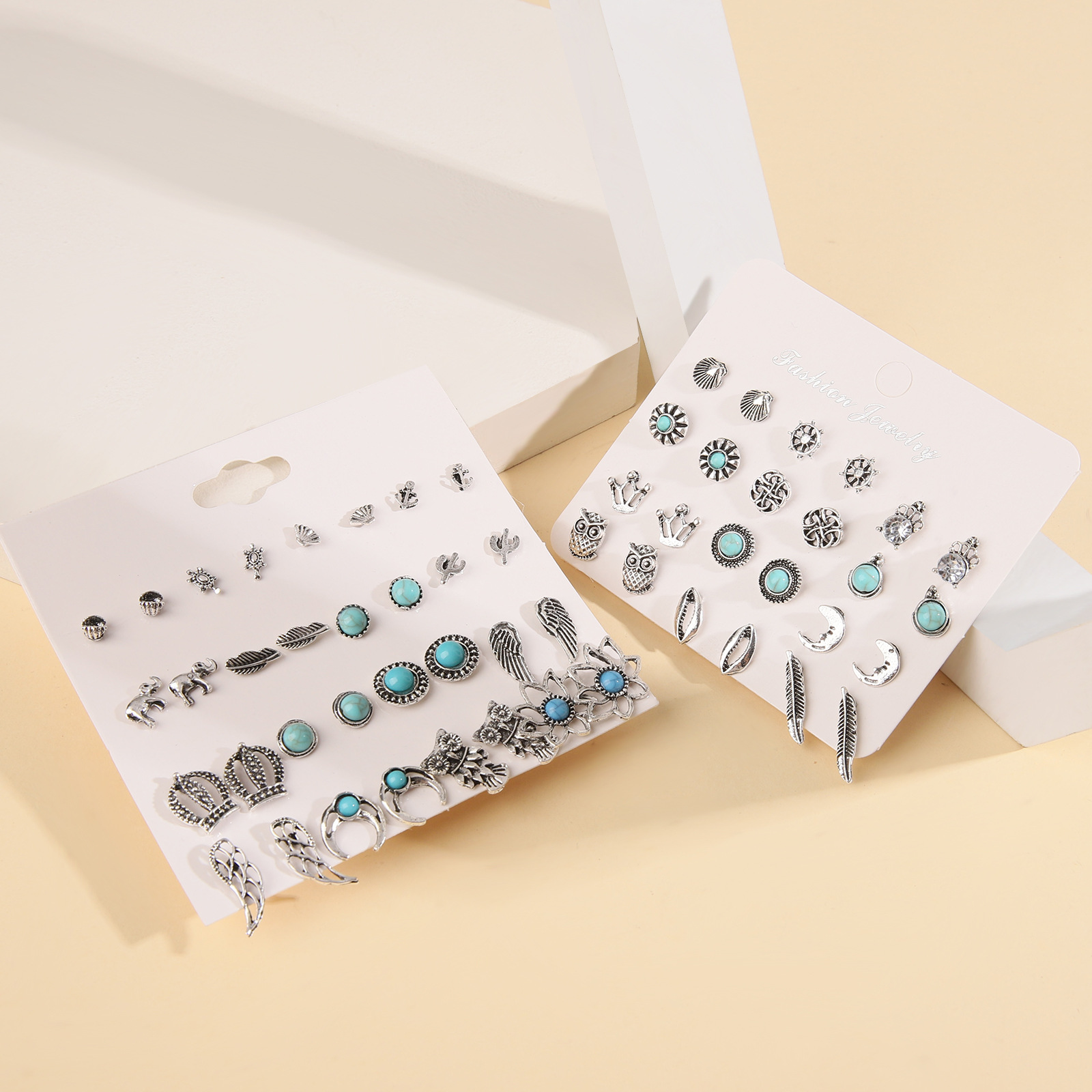 16 Pairs Retro Geometric Alloy Plating Womenu0027S Ear Studs