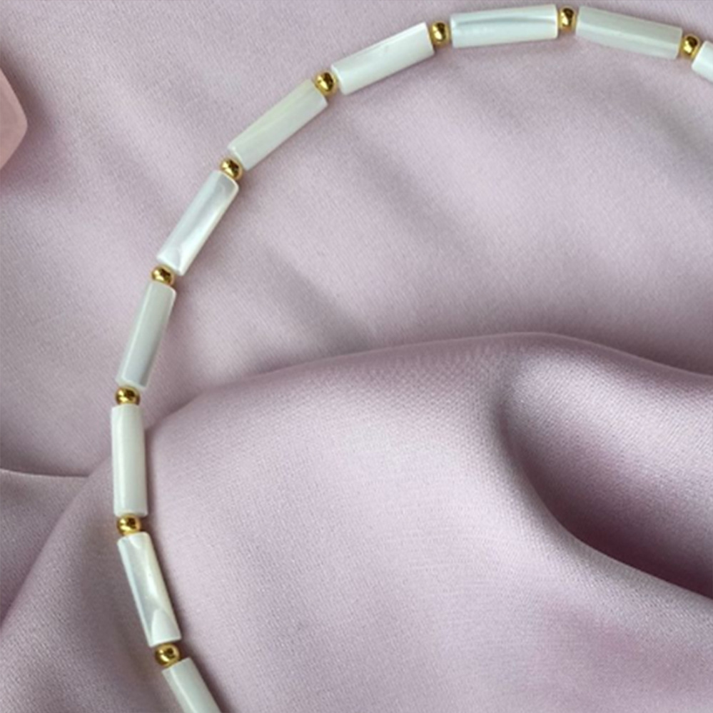 Casual Round natural stone Titanium Steel Chain Necklace 1 Piece