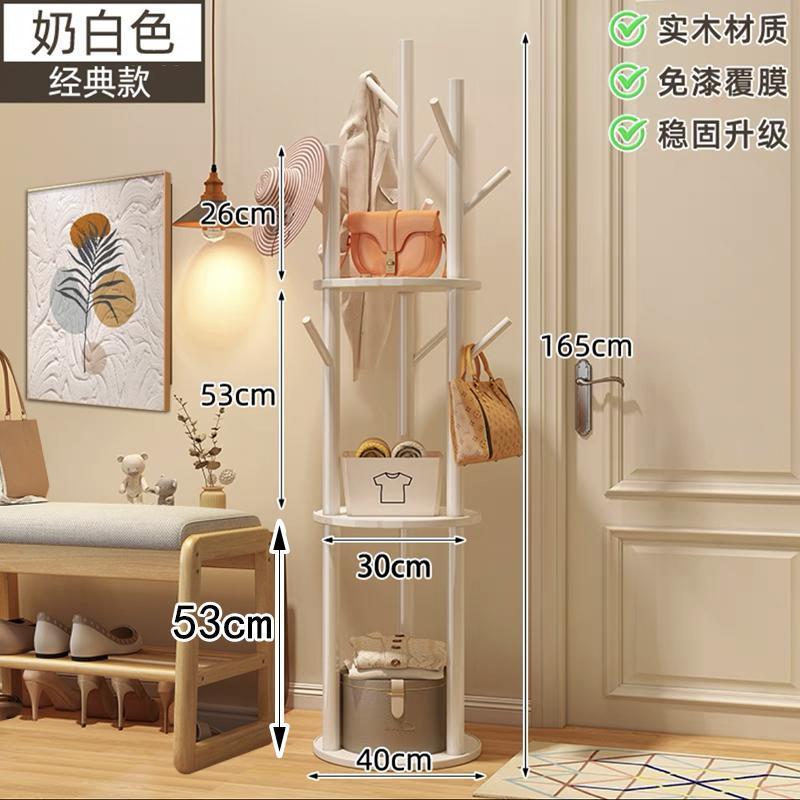 Percha de ropa de madera sólida percha de ropa rotativa percha de sombrero piso dormitorio doméstico en la sala de estar percha de bolsa vertical percha de pequeño tipo image 12