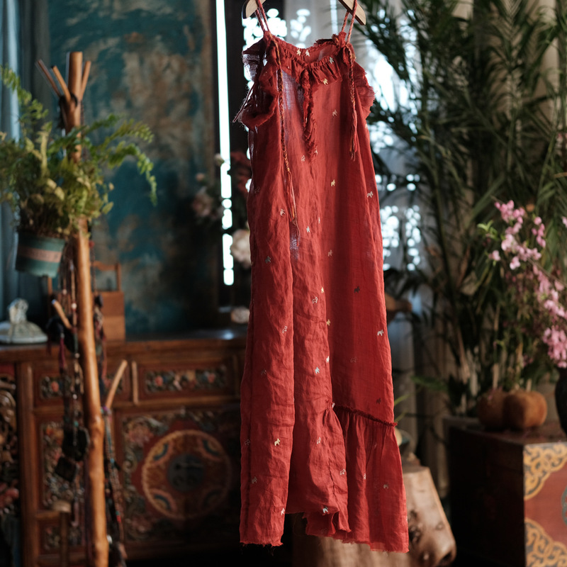 Original Design by Xiao Ni Girl: Women's Vintage Artistic Zen-Style Robe-Style Versatile Strap Dress 2288 Xiaoma Original Design by Xiao Ni Girl: Women's Vintage Artistic Zen-Style Robe-Style Versatile Strap Dress 2288 Xiaoma