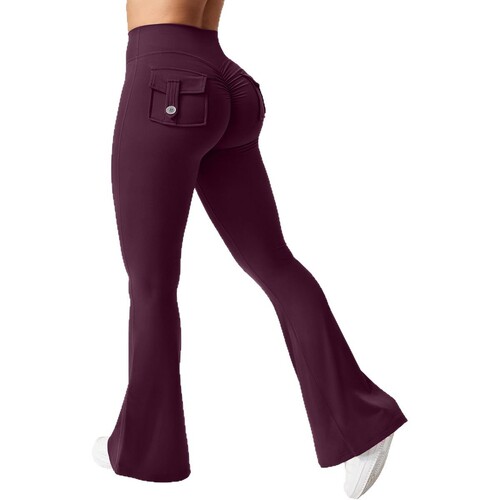 Summer new style elastic nude bell-bottom pants, elastic quick-drying yoga suit, slimming fitness, European and American casual pants, sports