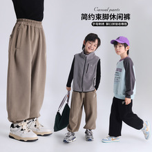 沫沫家男童裤子儿童简约束脚休闲裤春季2025新款百搭字母刺绣长裤