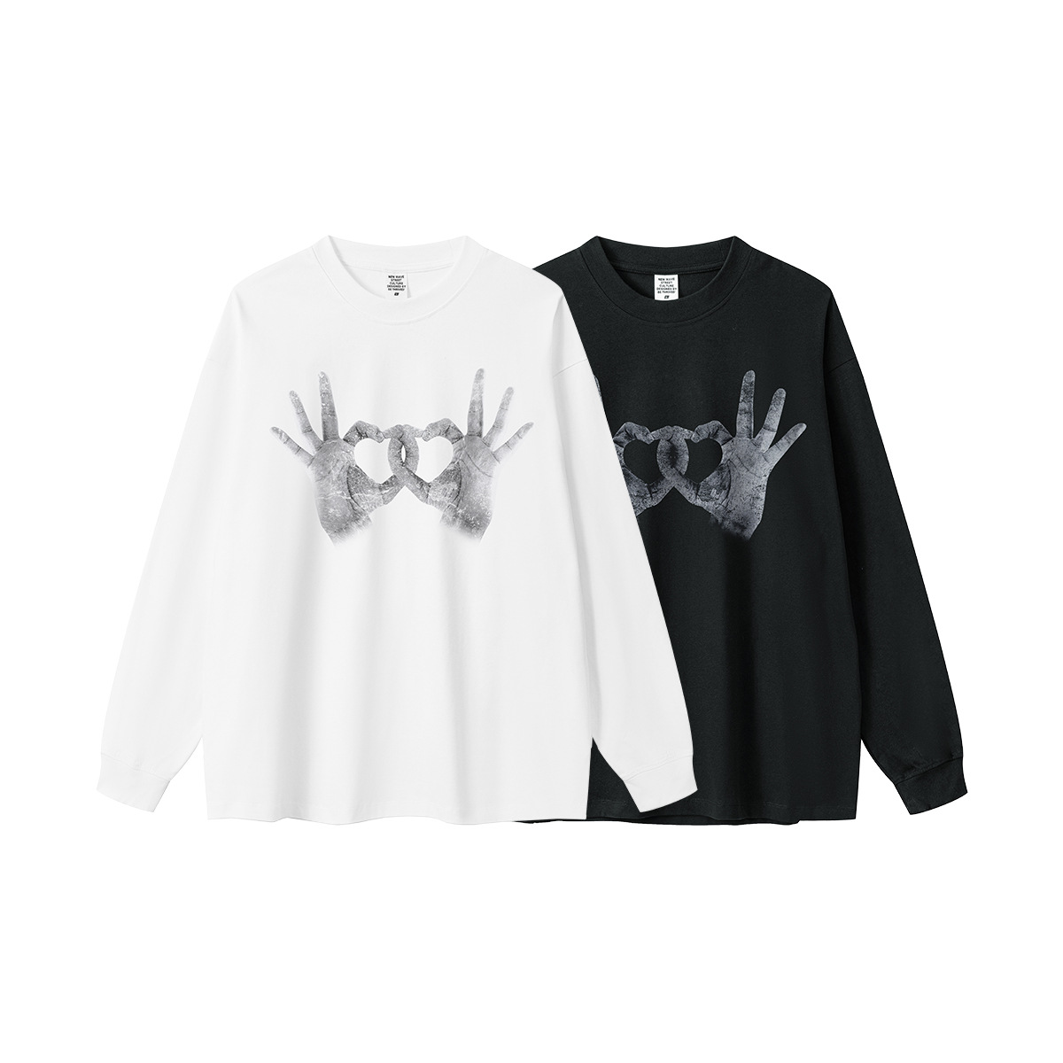 2025 otoño estilo de moda americano inns relajado juventud campus estilo de diseño de estilo sexual impresión de gestos camiseta de manga larga para hombres
