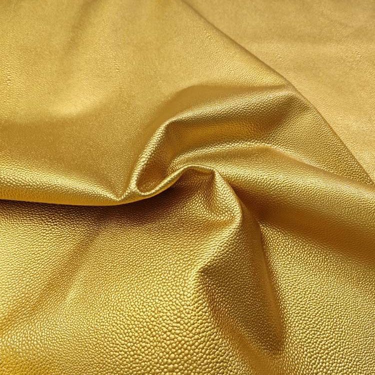 金色珍珠鱼牛皮单色亮面箱包面料大小珍珠凸点压花牛皮
