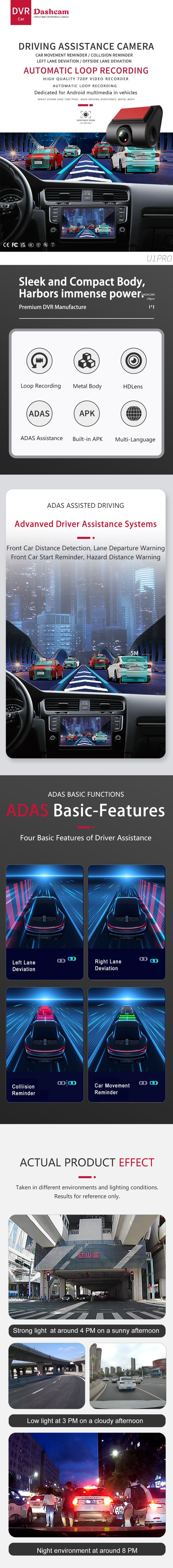 Central control large screen car universal driving recorder HD ADAS driving assistance safety electronic dog panorama