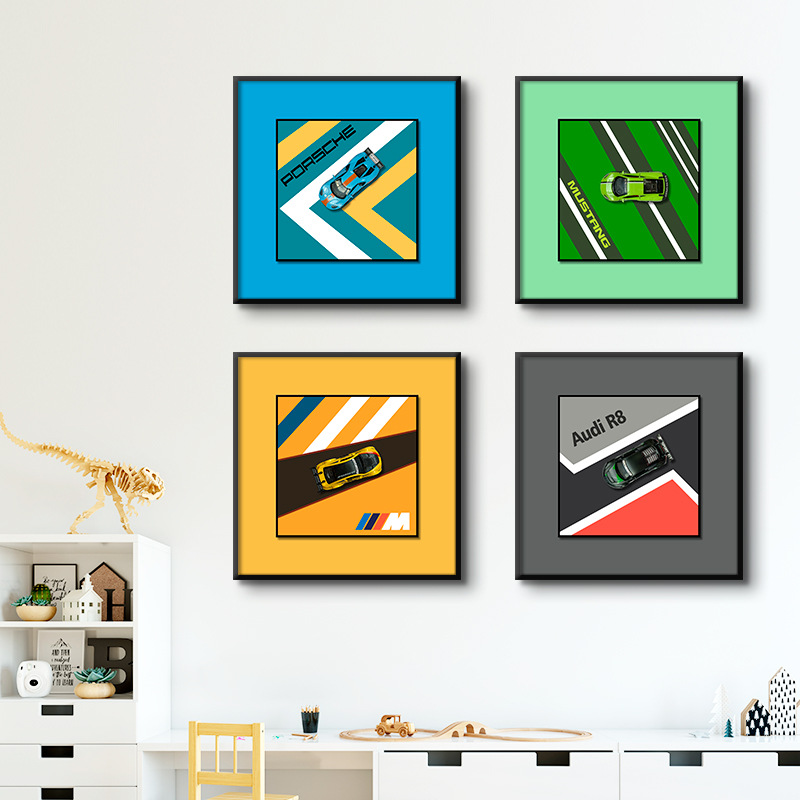 Pintura colgante de coche, aleación, habitación creativa para niños, comercio electrónico transfronterizo, pintura decorativa, dormitorio, modelo de porche, mural