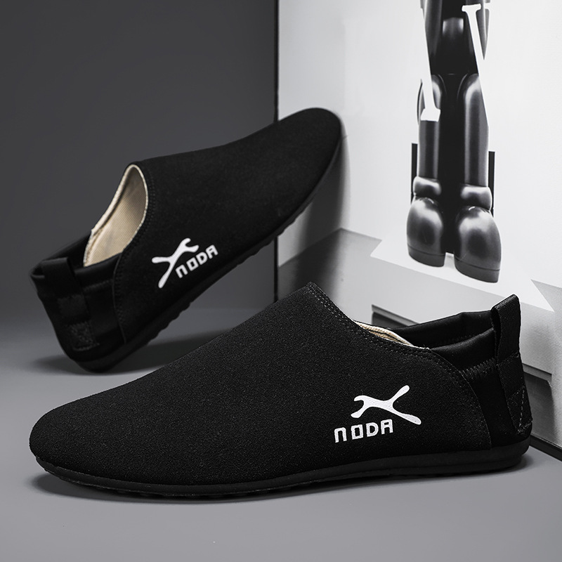 Spring and summer 2024 new style bean shoes suede leather face loafers handmade slip-on soft bottom leather shoes fashionable casual men's shoes