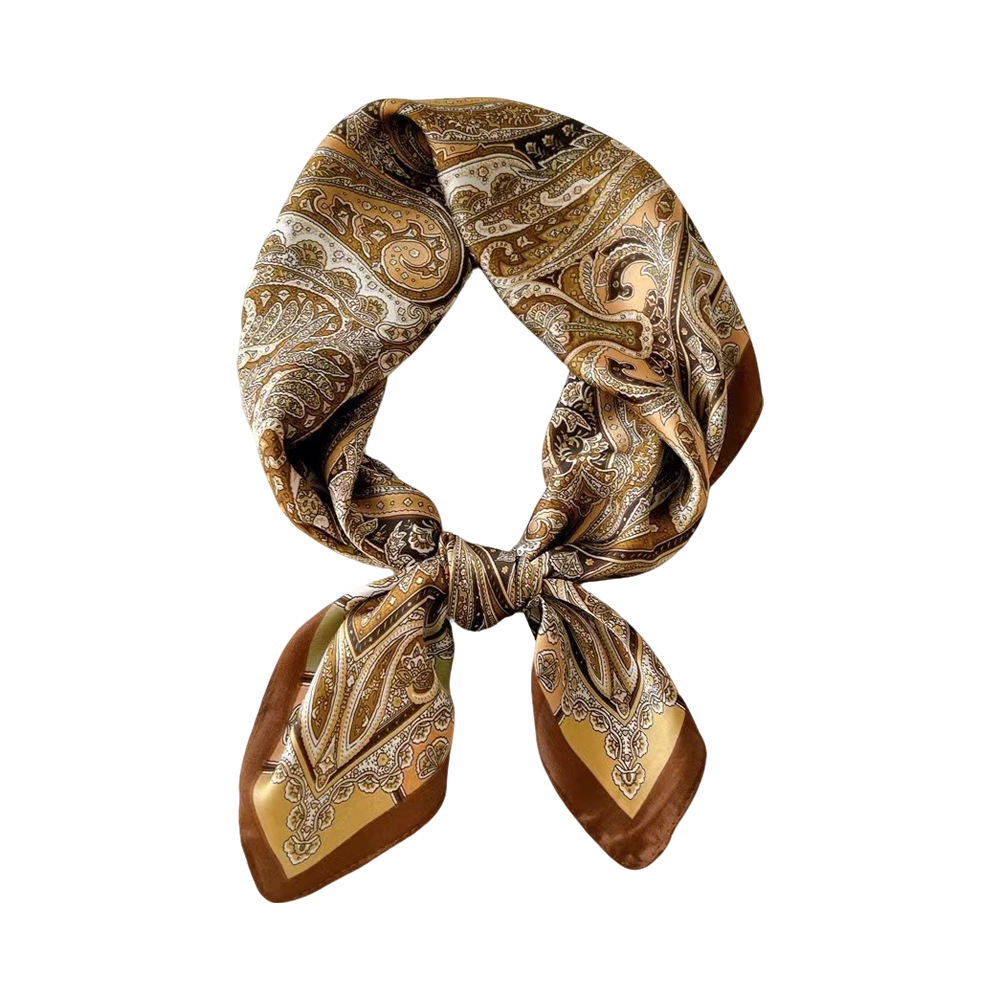 Primavera pequeña bufandas de seda ~ primavera y verano fresca sensación de reducción de la edad de las niñas coreanas pequeñas bufandas de seda de lujo ligero mujeres versátiles