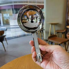 304不鏽鋼勺子韓式短柄大圓勺喝湯盛粥勺家用湯匙分餐勺大頭湯勺