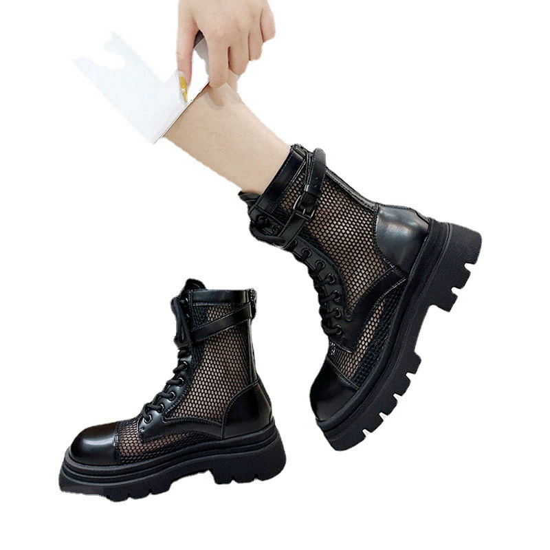 Martens, white low boots high heels, thin breathable sandals