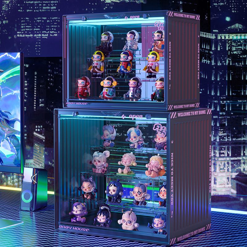 盲盒收纳展示架大容量亚克力集装箱透明防尘泡泡玛特手办展示盒柜