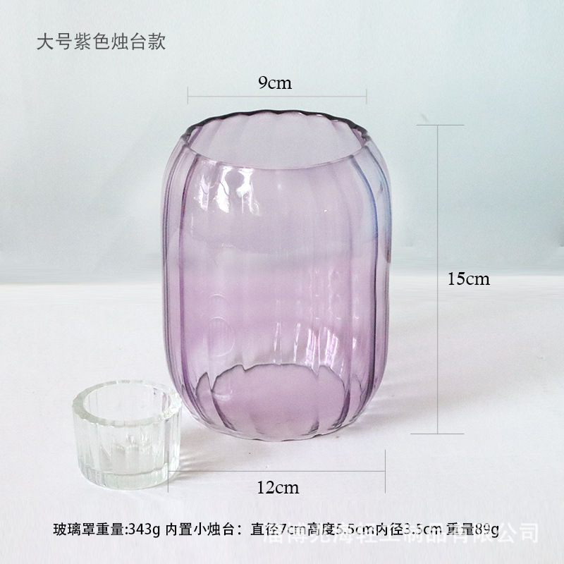 Taza de vela de vidrio chino cubierta de vidrio a prueba de vientos lujoso perfumado casero línea Zen perfumado sala de té decoración base de vela