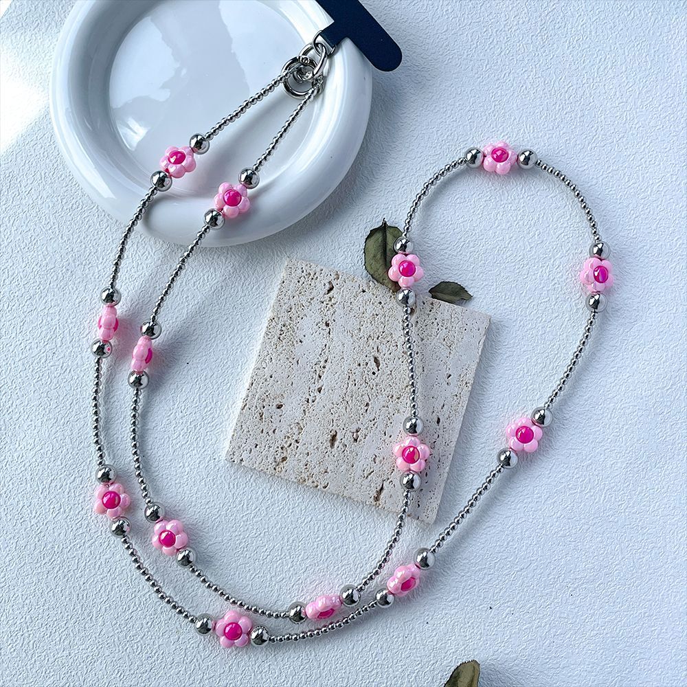 1 Piece Quantity CCB, Acrylic Material 1 Piece Cute Flower CCB Acrylic Beaded Mobile Phone Pendant