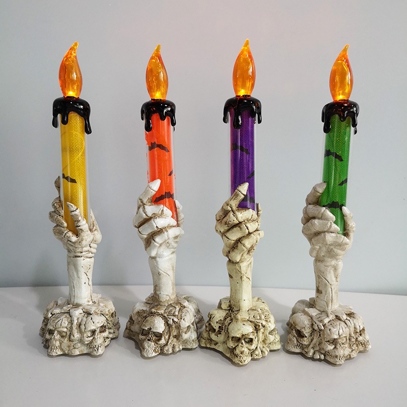 Halloween lámpara de vela de mano fantasma lámpara de esqueleto lámpara de calabaza props decoración lámpara LED lámpara de vela electrónica vela image 3