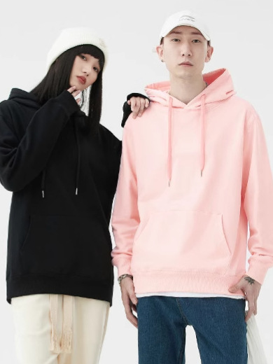 Cross-border 350 gramos pesados de algodón encapuchado hombres y mujeres caen hombros sueltos camisetas con capuchón LOGO personalizado