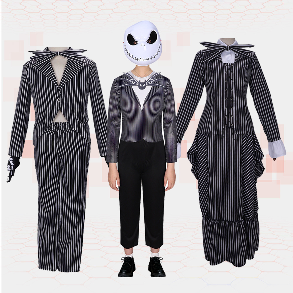 Halloween costume cosplay Jack Skellington, skeleton Jack men's full set cosplay masks, Christmas night horror.