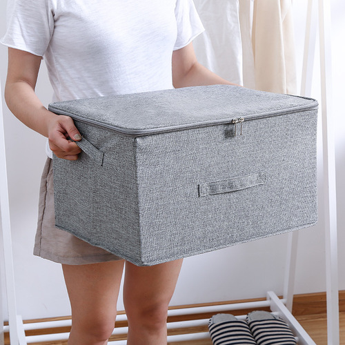 Foreign trade cotton and linen zipper storage box wardrobe clothing storage box fabric storage box storage box dropshipping