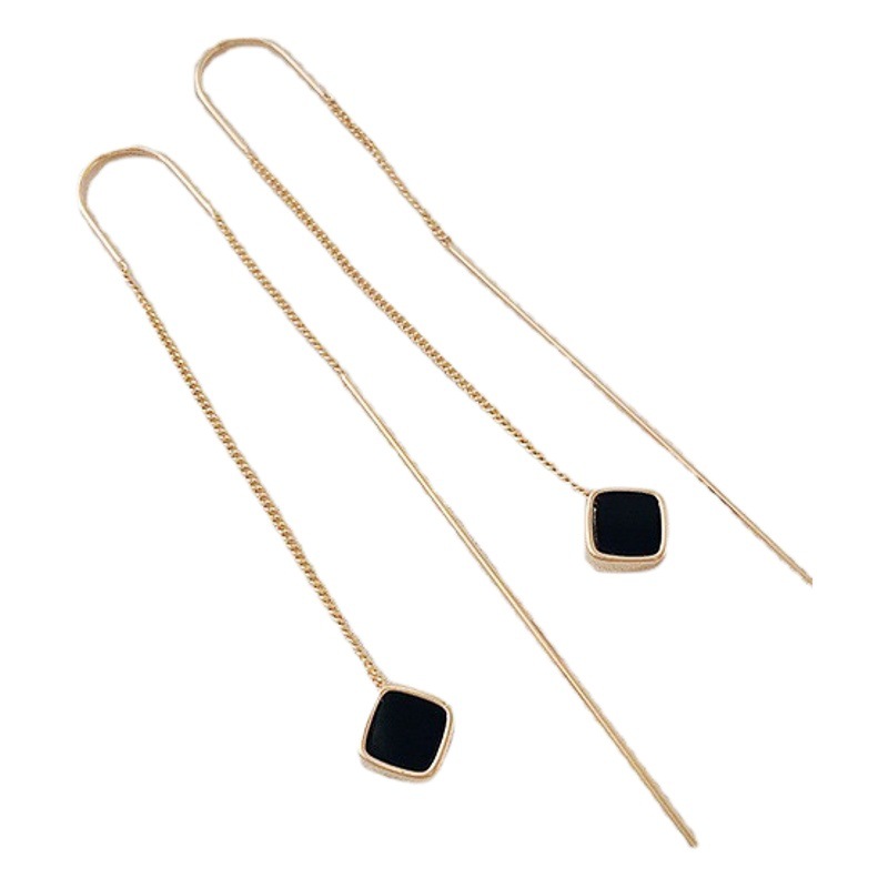 Pendientes de lujo de alto grado para mujer 2023 nuevos pendientes negros de moda elegantes pendientes largos de borla simples