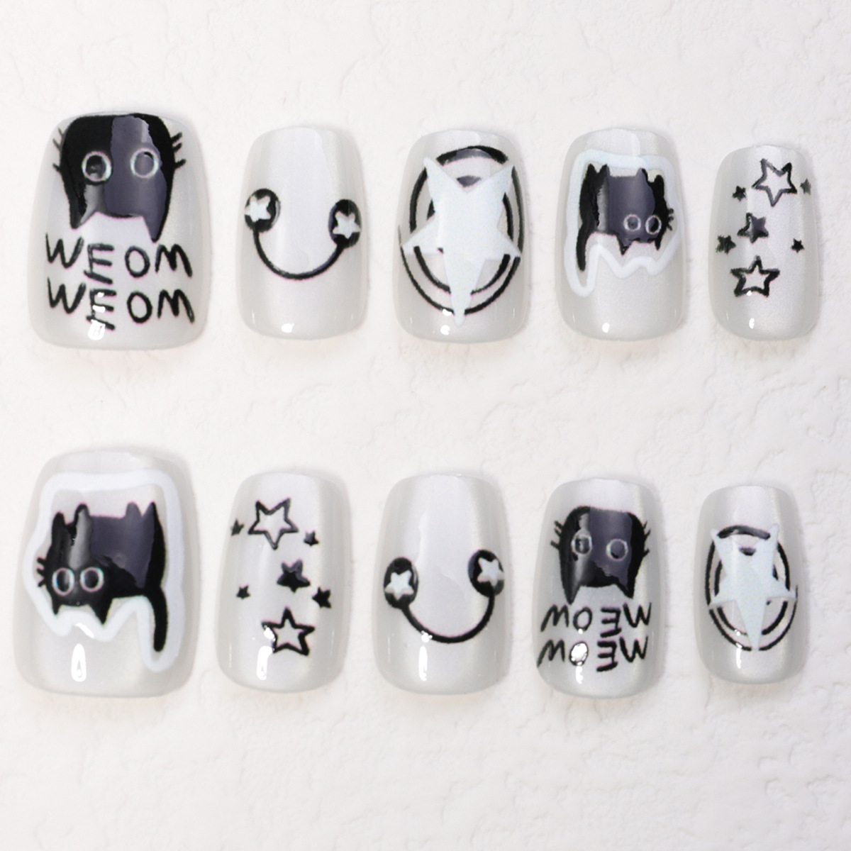 [Gato asustado] ojo de gato usar parches de uñas manuales falsas manuales puras ojos de gato parches manuales de uñas manuales