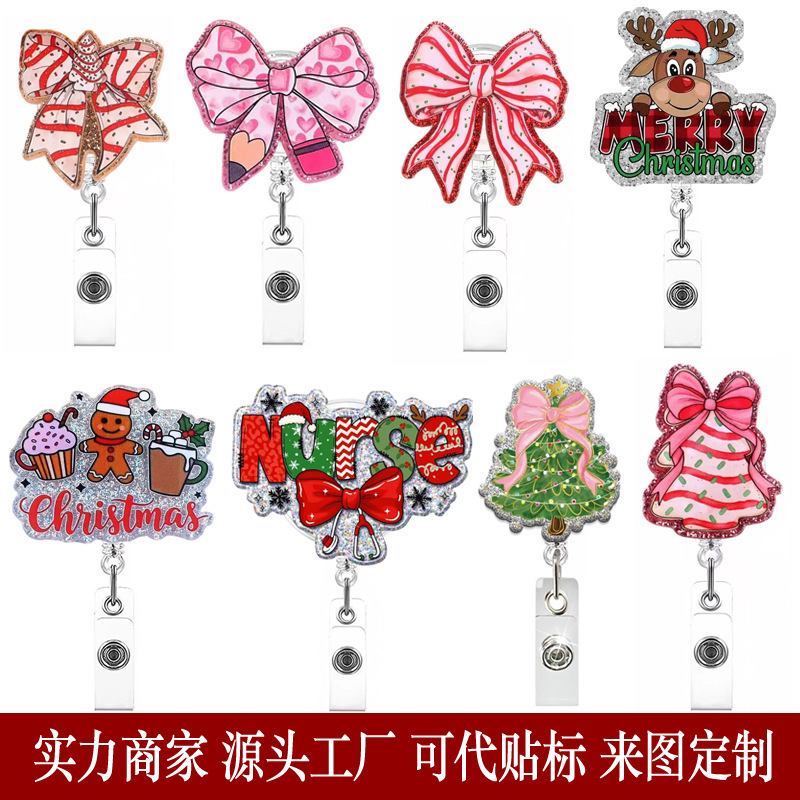 Cross-Border Labeling New Acrylic Badge Reel Nurse Doctor Work Id Holder Badge Retractable Easy-Pull Buckle