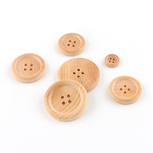 Wholesale four-eye round edge wooden buttons natural buttons coat…