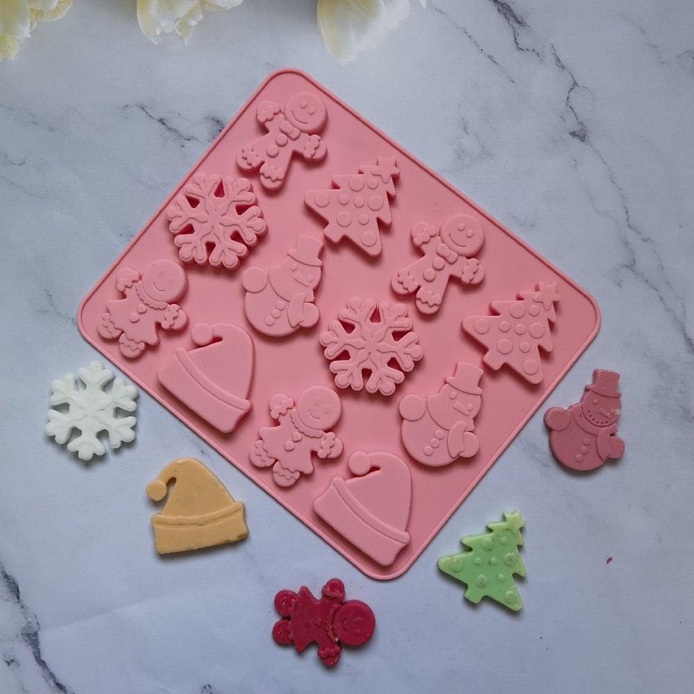 12 copos de nieve de Navidad 245 molde de silicona pastel helado pudín molde de postre jabón utensilios