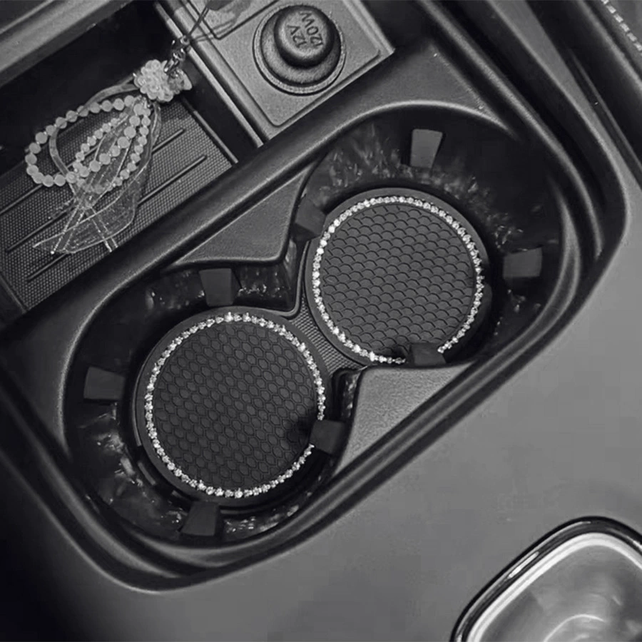 Автомобильный Алмазный коврик для чашки с водой, креативная круглая мягкая резиновая чашка, автомобильный коврик для хранения, универсальный нескользящий коврик для интерьера автомобиля