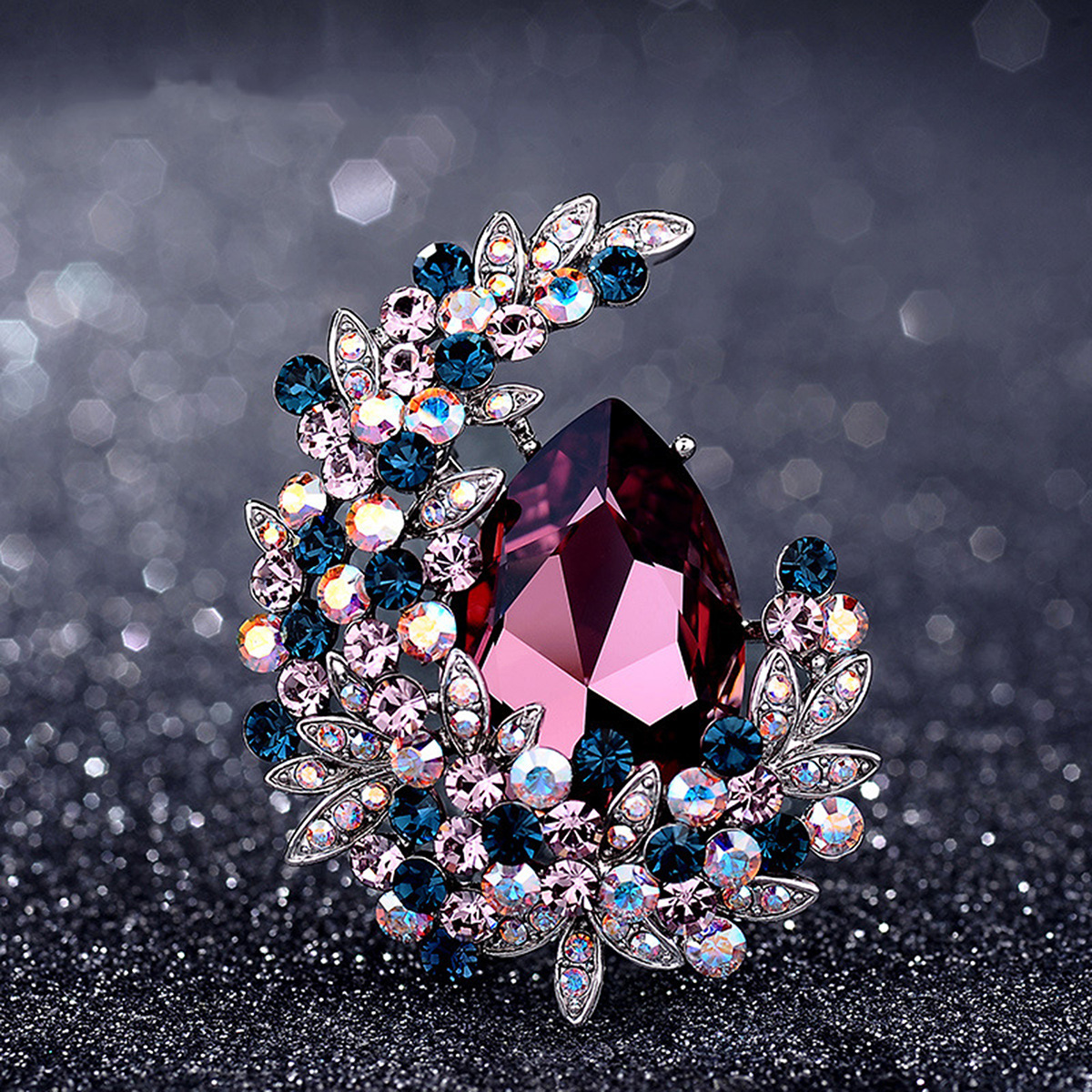 Europeo y americano transfronterizo broche de lujo de cristal pecho exquisito abrigo de moda traje accesorios ropa de mujer chal hebilla PIN