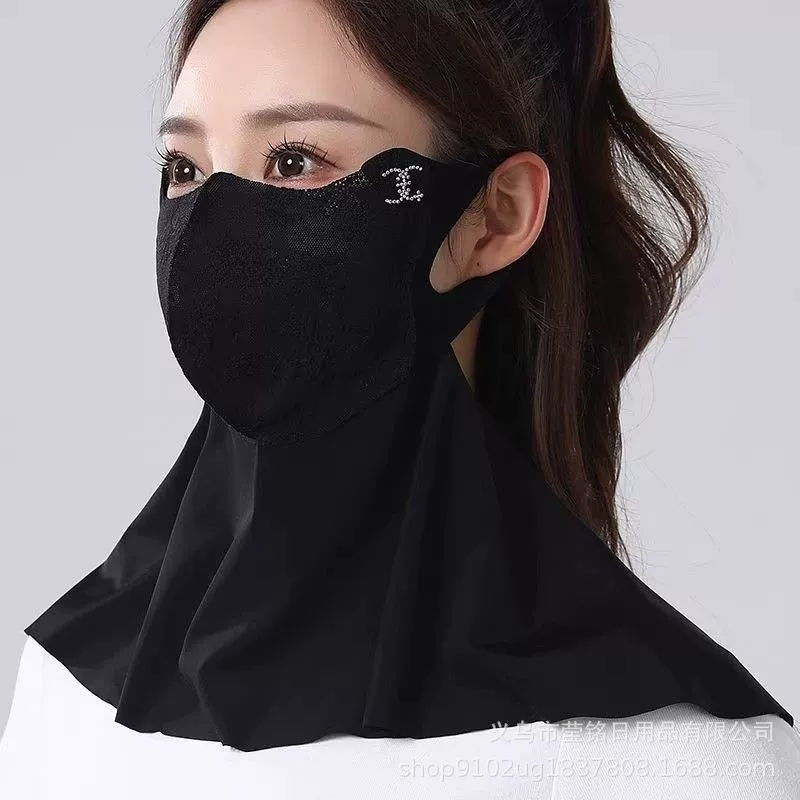 Новая популярная кружевная маска для защиты шеи от солнца для женщин с красивым внешним видом, дышащая летняя моющаяся маска из ледяного шелка с защитой от ультрафиолета