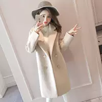 Женская верхняя одежда из хлопка/утепленной шерсти средней длины, осень-зима 2025, новый корейский стиль, свободная шерстяная верхняя одежда для маленьких размеров