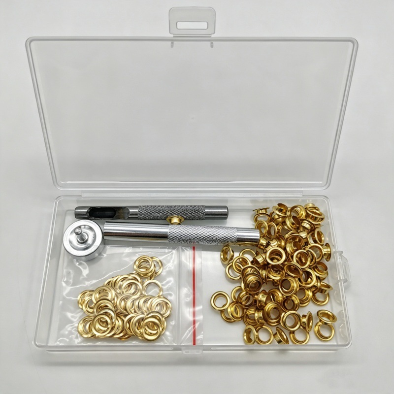 100 sets diámetro interior 6mm Ojo de aire ojal ojales callos con 3 piezas de instalación herramientas traje para transfronteriza