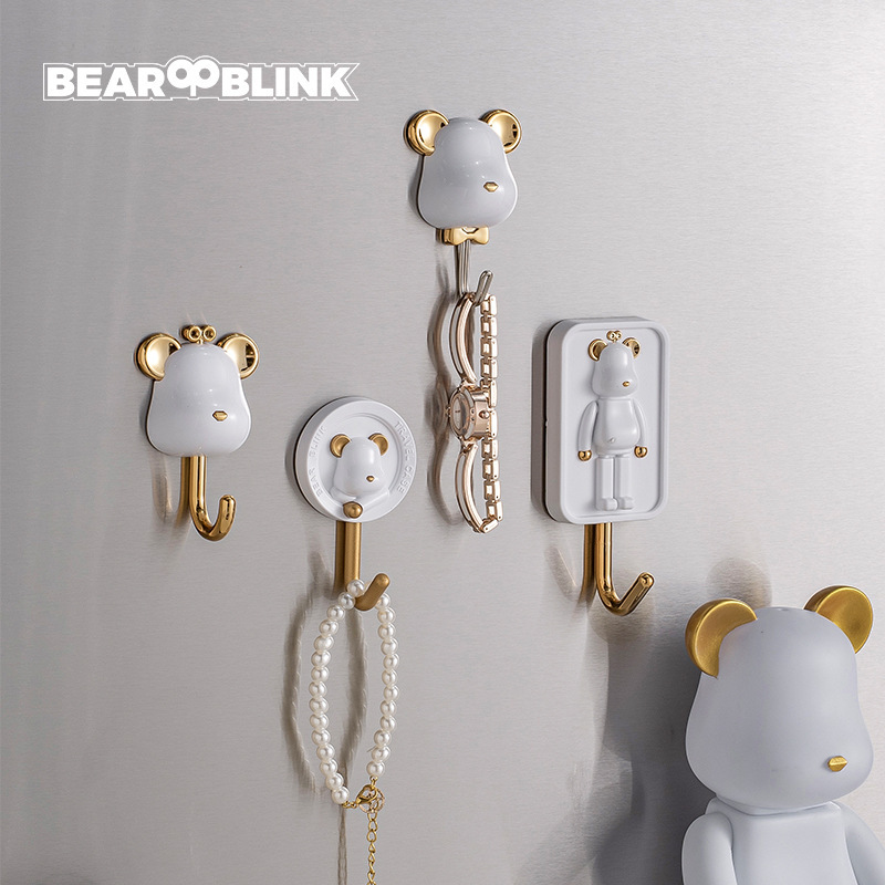 Popular starry bear IP joint cartoon light luxury gold-plated hook door bathroom kitchen wall hanging punch-free sticky hook Popular starry bear IP joint cartoon light luxury gold-plated hook door bathroom kitchen wall hanging punch-free sticky hook