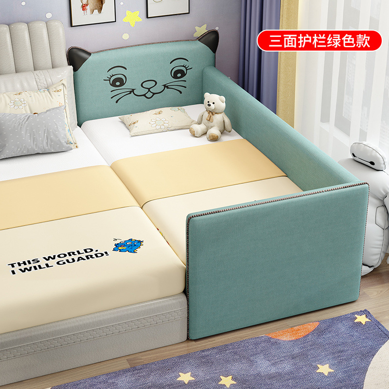 Cama ampliada para niños cama de empalme cama grande cama ampliada para bebés cama de empalme con barandilla de madera maciza cama de lado de la cama única cama cama para niños