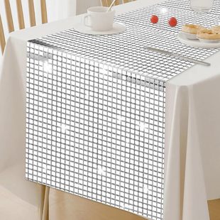 Cross-border Foreign Trade American Vintage Disco Plaid Sequins Table Flag Wedding Birthday Party Table Decorations Tablecloth