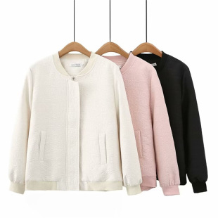 2023 Autumn New plus size top fat sister casual slimming age-reducing embossed baseball uniform jacket jacket 019