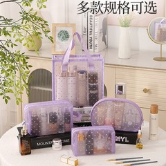 新型網紗手提げトートバッグ植毛愛収納バッグ携帯旅行化粧バッグ大容量洗面バッグ
