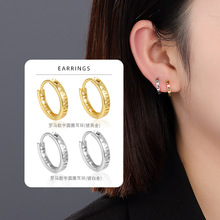 S999通体纯银镂空罗马数字圆圈耳环轻奢高级感冷淡风小众设计耳圈