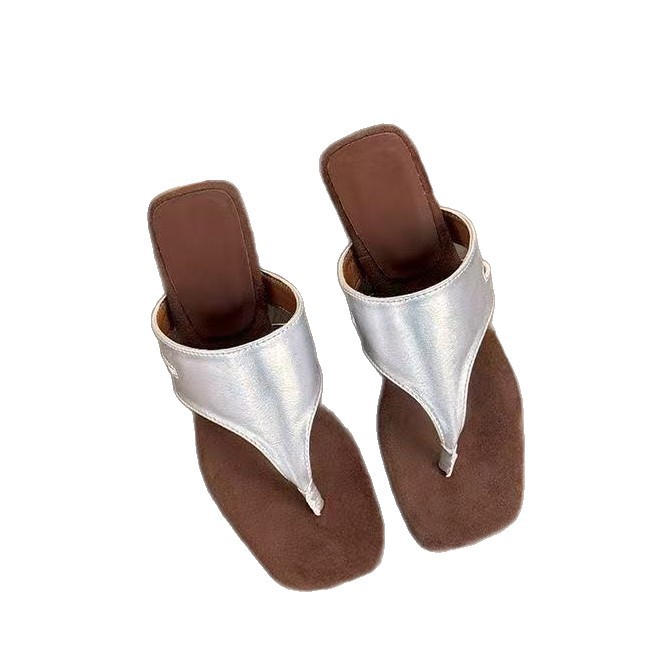 Cabeza cuadrada de tacones gruesos chinchillas para mujeres 2026 verano nuevo estilo de pantalón de calzado para usar medio zapatillas de vacaciones de estilo romano zapatillas de tacones altos image 5