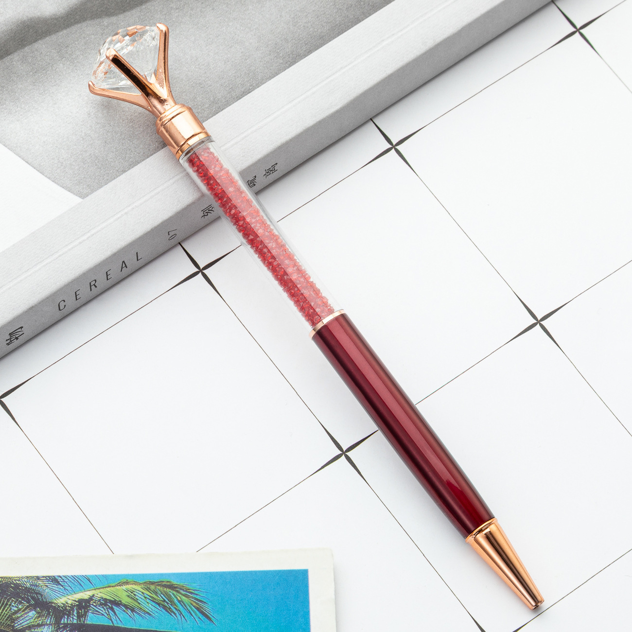 Bolígrafo de diamante de cristal grande con diamantes rotos bolígrafo coreano bonito bolígrafo de regalo de metal para chicas de alto valor