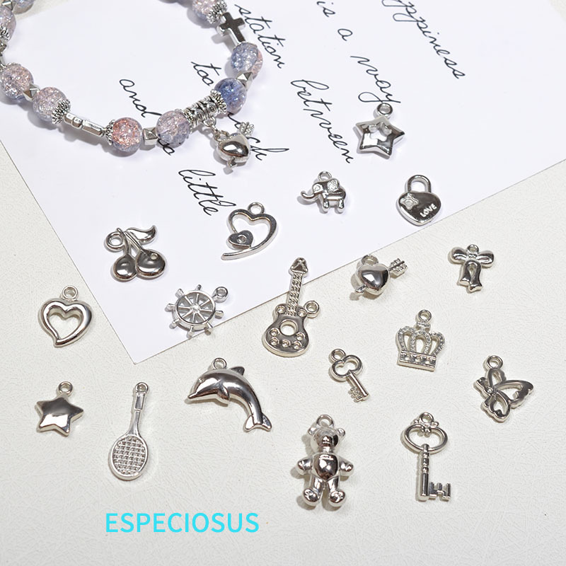 CCB Electroplated White K Color European and American Style Hollow Pendant DIY Handmade Accessories Mixed Metal Style Pendant Bracelet Material