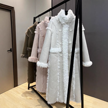 麂皮绒皮毛一体外套女25冬季新款仿羊羔毛皮草长款立领双面穿大衣
