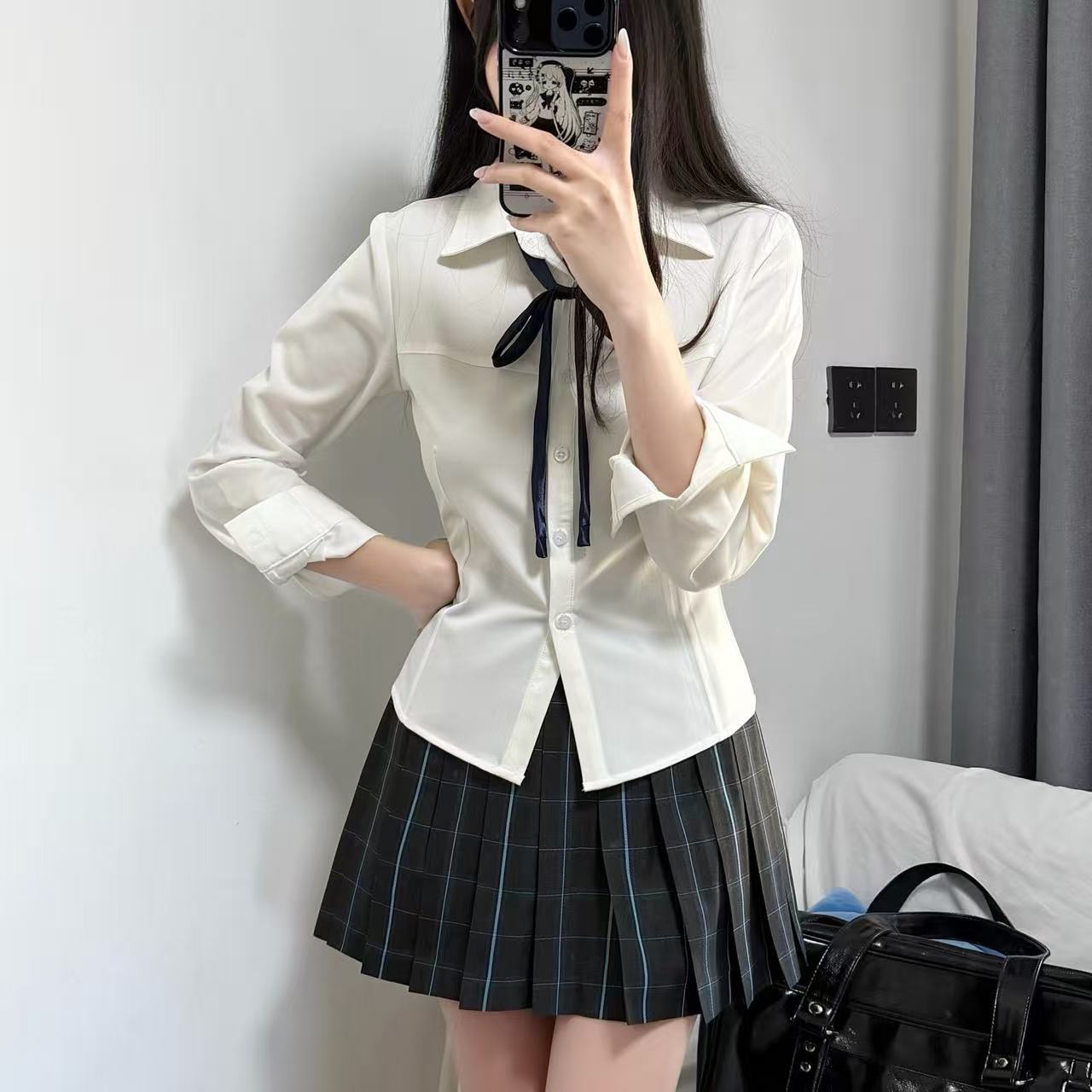 Japanese-Style Jk Waist-Cinching Slim-Fit Short-Sleeve Shirt for Women, Summer New White Versatile Uniform, Pure Desire Style Shirt
