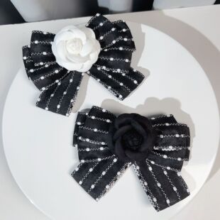 Cross-border jewelry South Korea xiangfeng camellia lolita shirt bow tie female jacquard bow brooch accessories