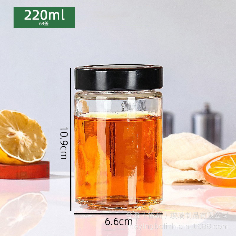 批发食品级高盖圆形辣椒酱瓶果酱分装瓶蜂蜜瓶透明玻璃瓶密封瓶|undefined