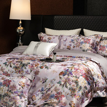 美式高端田园风臻丝缎花卉提花天丝棉四件套轻奢唯美高级主卧床品