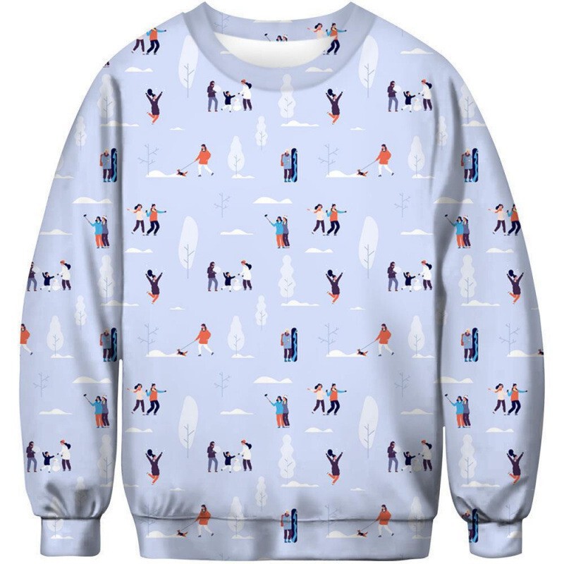 New Cross-Border European and American Men and Women Christmas 3D Printed Sweatshirt Snowman Little Red Riding Hood Couple Loose Round Neck Jacket New Cross-Border European and American Men and Women Christmas 3D Printed Sweatshirt Snowman Little Red Riding Hood Couple Loose Round Neck Jacket